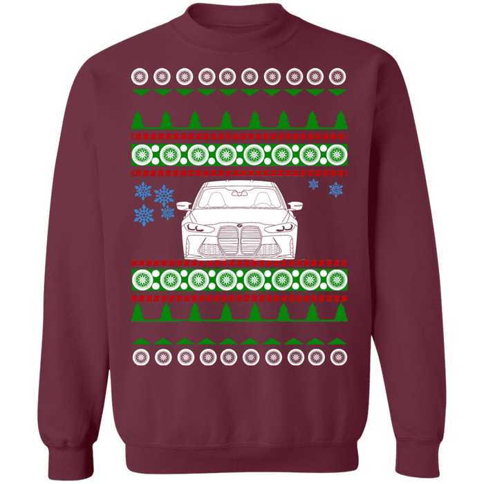 BMW M3 M4 G80 front view ugly christmas sweater sweatshirt