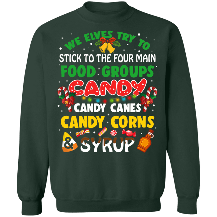 Elves Food Groups Ugly Christmas Sweater sweatshirt