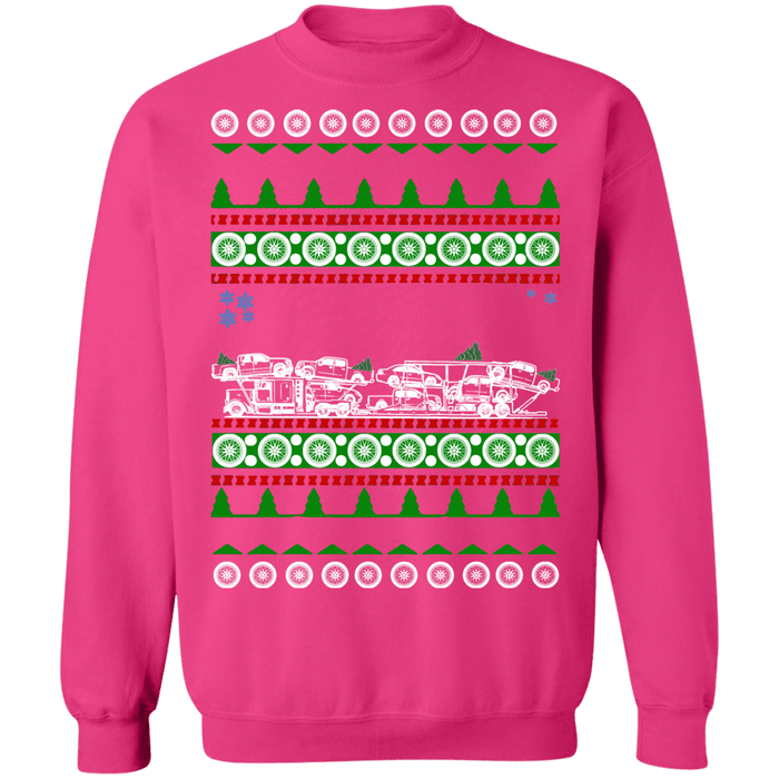 Car Hauler Auto Transport Ugly Christmas Sweater