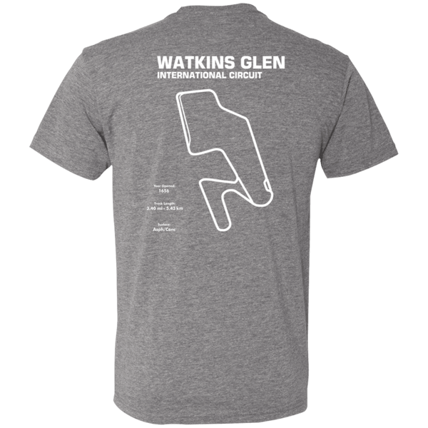 Watkins Glen Track Outline Series Tri-Blend back print T-shirt