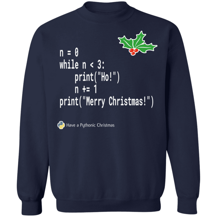 CustomCat Ho Ho Ho Python Geek Programmer Nerd Ugly Christmas Sweater Coder Sweatshirt Forest Green M
