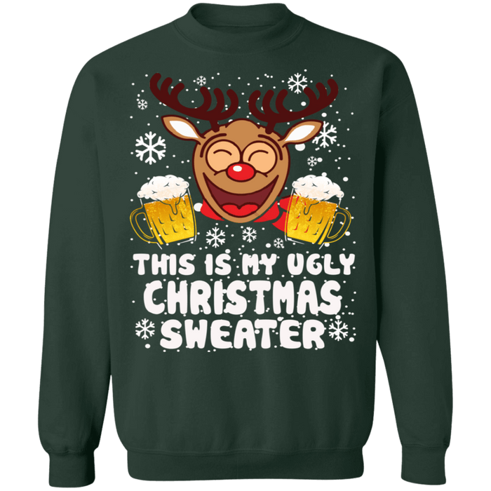 Reindeer Drinking Beer This is my Ugly Christmas Sweater sweatshirt