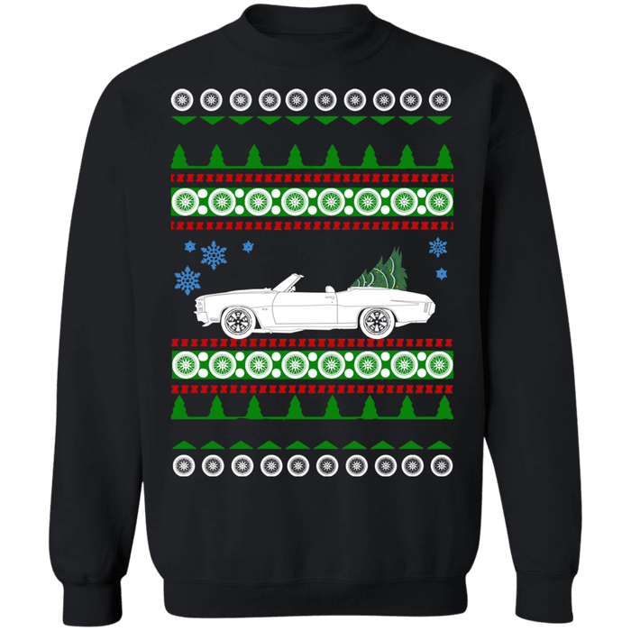 Chevy Chevelle Convertible Ugly Christmas Sweater Sweatshirt (smaller wheels) sweatshirt