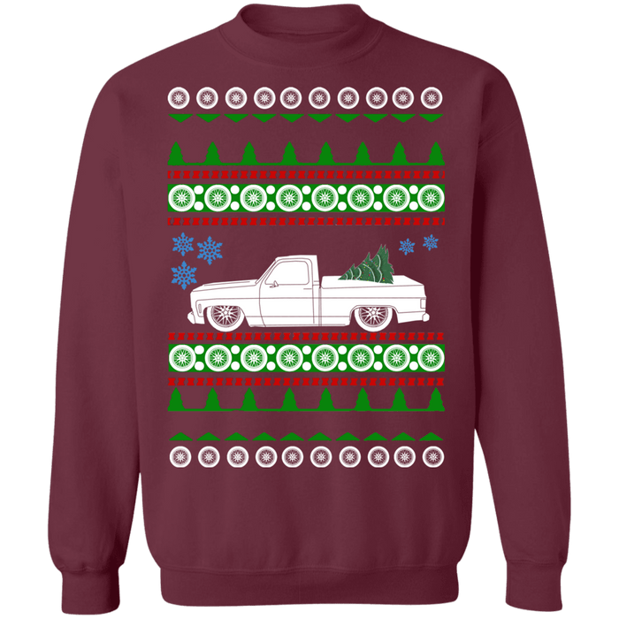 Chevy truck ugly christmas sweater c10 1977 slammed