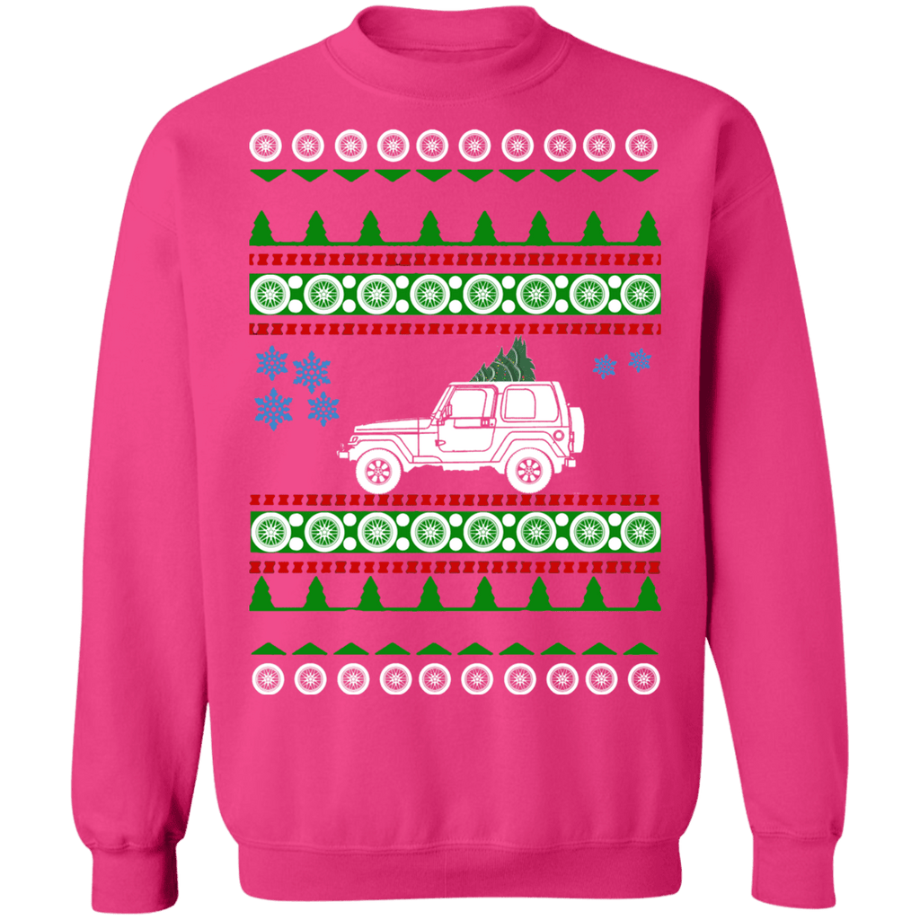 off road american vehicle 1993 YJ ugly christmas sweater