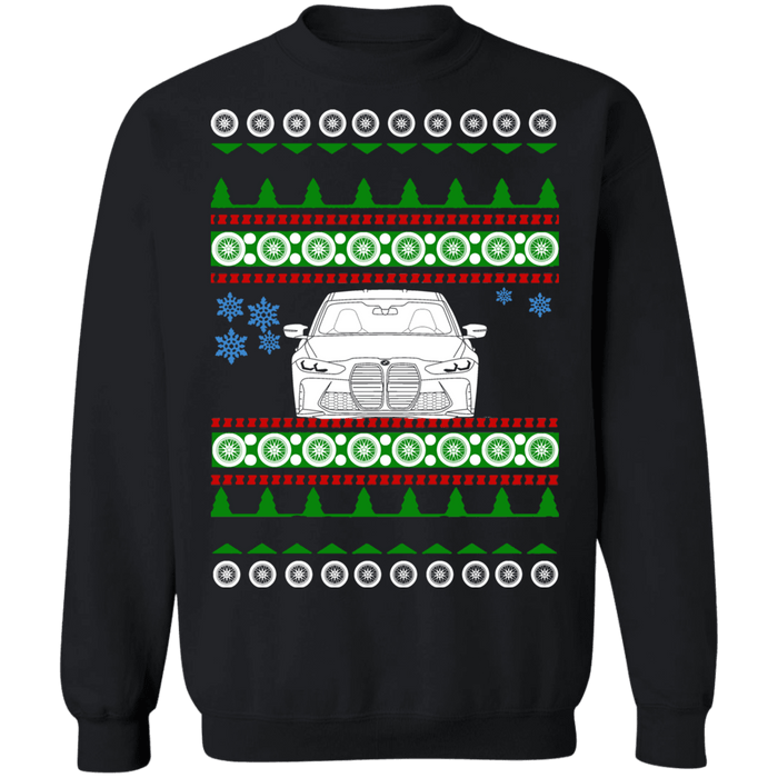 BMW M3 M4 G80 front view ugly christmas sweater sweatshirt