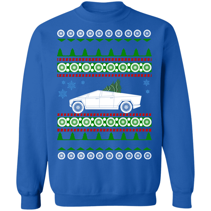 Electric Vehicle Truck like CyberTruck Ugly Christmas Sweatshirt sweatshirt