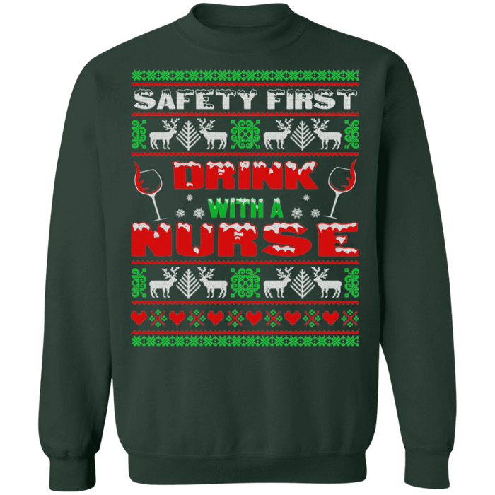 Drink with a Nurse Ugly Christmas Holiday Sweater sweatshirt