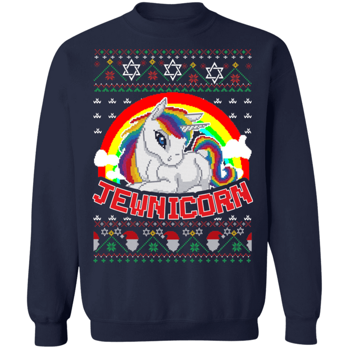 Jewnicorn Funny Jewish Unicorn Christmas Hanukkah Holiday Sweater sweatshirt