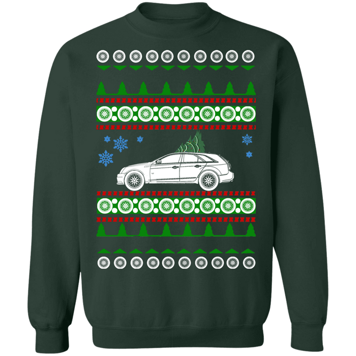 2012 Cadillac CTS-V Wagon large wheels Ugly Christmas Sweater sweatshirt