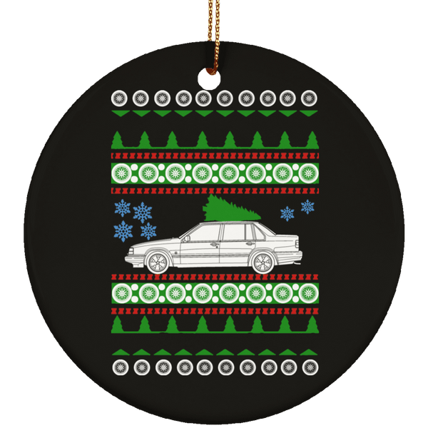 Volvo 940 Sedan Ugly Christmas Sweater Ornament