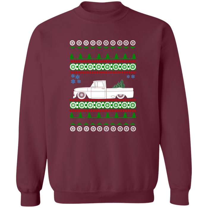 1962 1st Gen Checy C10 Fleetside Ugly Christmas Sweater Sweatshirt