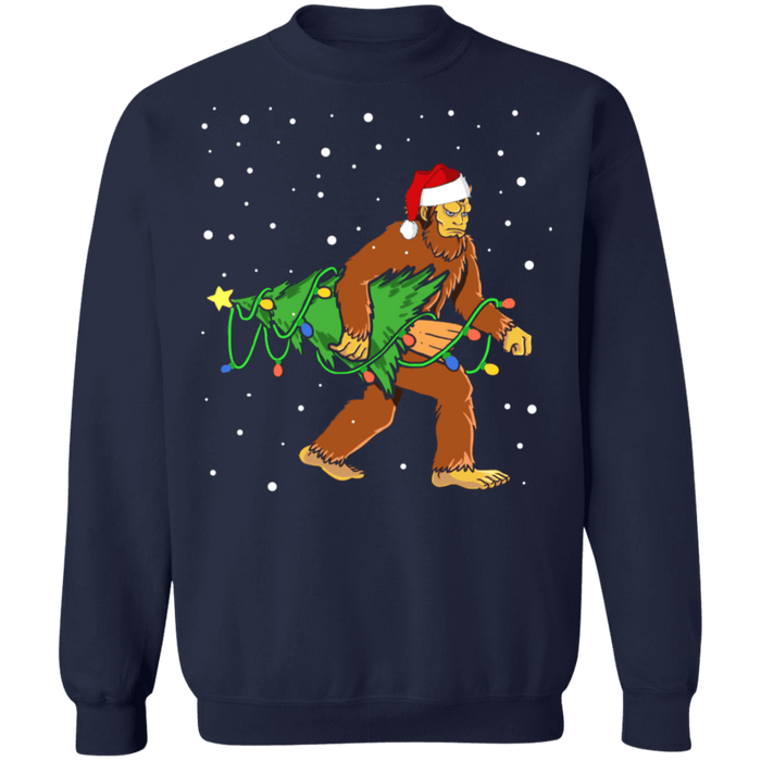 Sasquatch Carrying Christmas Tree Ugly Sweater sweatshirt