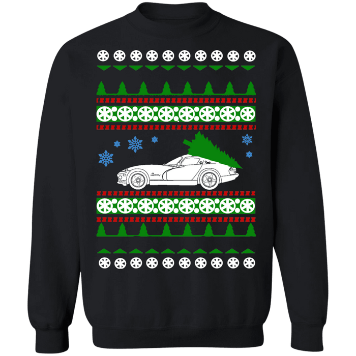 Car like a Viper 2nd Generation Ugly Christmas Sweater Sweatshirt Green Tree