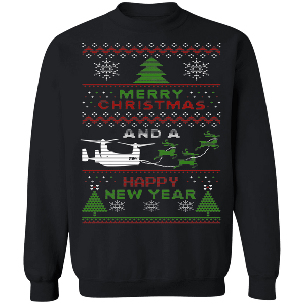 Military Helicopter Osprey Ugly Christmas Sweater V2