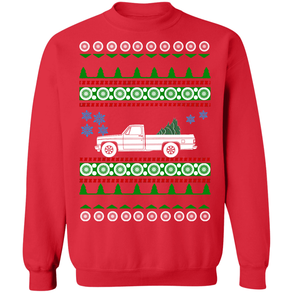 1985 K10 Truck Ugly Christmas Sweater red