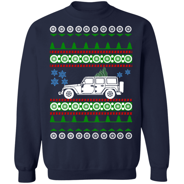 Truck like off road american vehicle Wrangler JK 4 door Ugly Christmas Sweater sweatshirt 2017