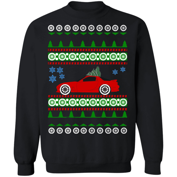 Car like a red 3rd gen Rx-7 Ugly Christmas Sweater Sweatshirt new tree