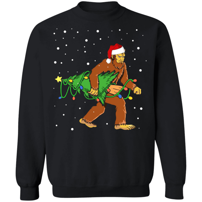 Sasquatch Carrying Christmas Tree Ugly Sweater sweatshirt