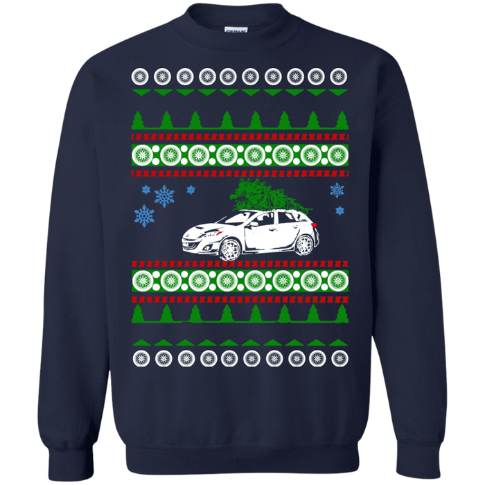 Mazda speed 3 ugly christmas sweater sweatshirt 3/4 view