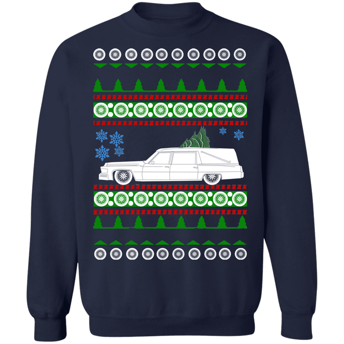 1977 Cadillac Hearse ugly christmas sweater