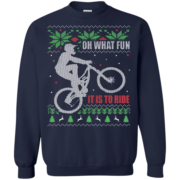 Oh what fun it is to ride! Mountain biking Ugly Christmas Sweater sweatshirt