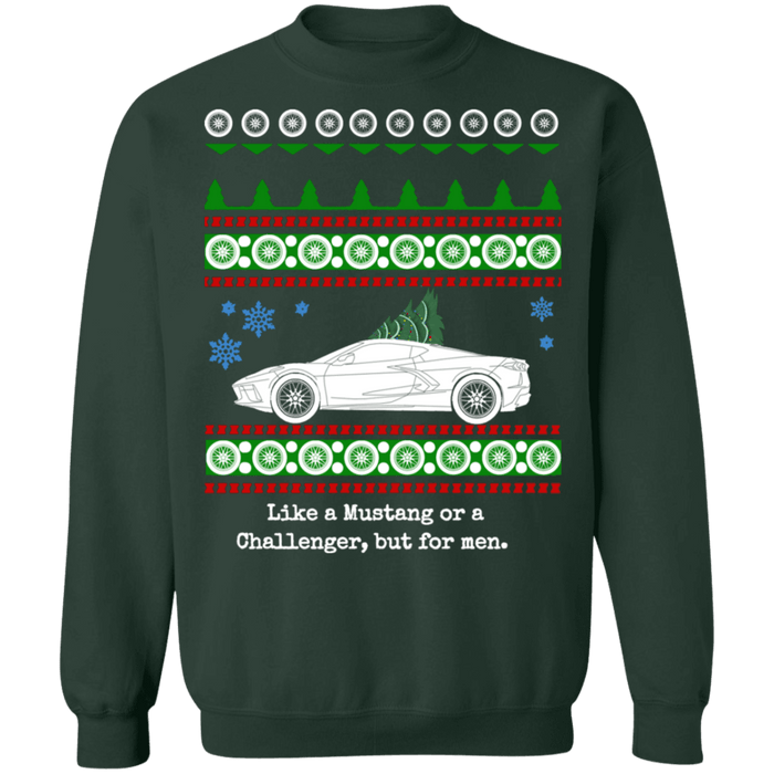 C8 Corvette Ugly Christmas Sweater like a Mustang or Challenger but for men