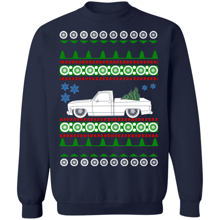 Chevy truck ugly christmas sweater c10 1977 slammed