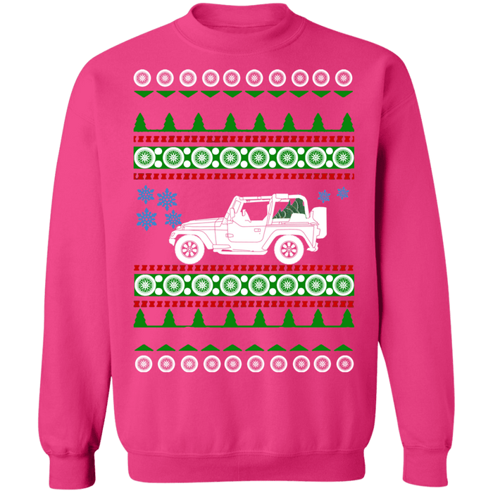 off road american vehicle 1998 TJ ugly christmas sweater