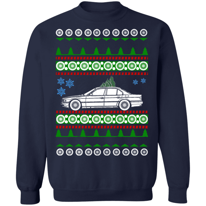 German car BMW 7 series E38 Ugly christmas sweater (1994-2001)