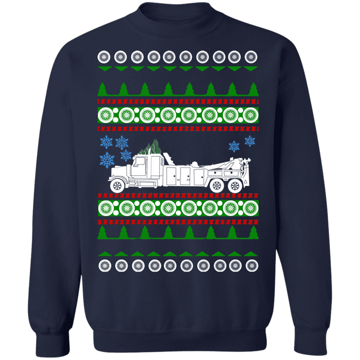 Semi Truck Tow Truck Ugly Christmas Sweater