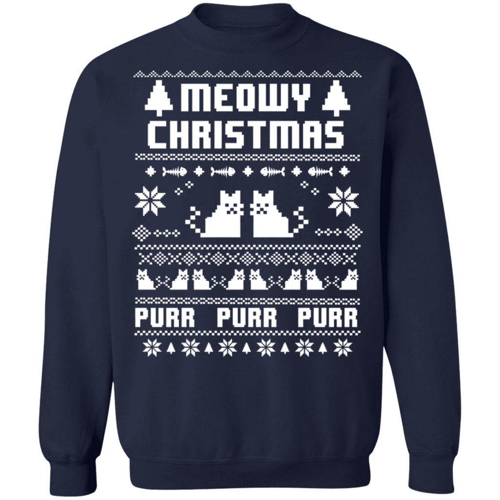 Meowy cat purr purr purr ugly christmas sweater sweatshirt
