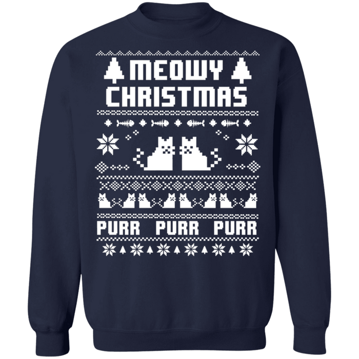 Meowy cat purr purr purr ugly christmas sweater sweatshirt