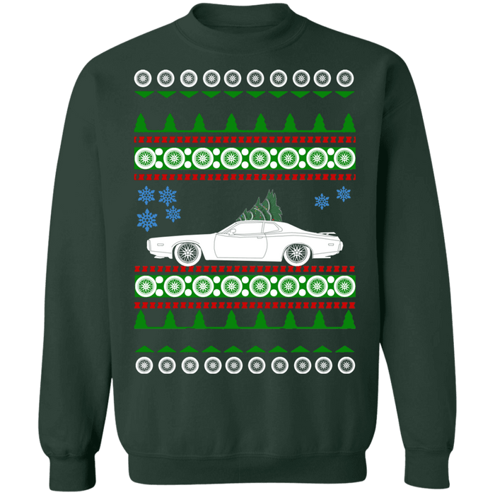 Hot rod like 3rd gen american car or truck like a  Charger Ugly Christmas Sweater 1973