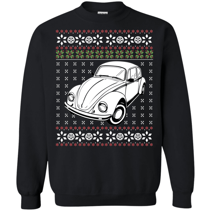 german car beetle 3/4 view ugly christmas sweater car like a sweatshirt