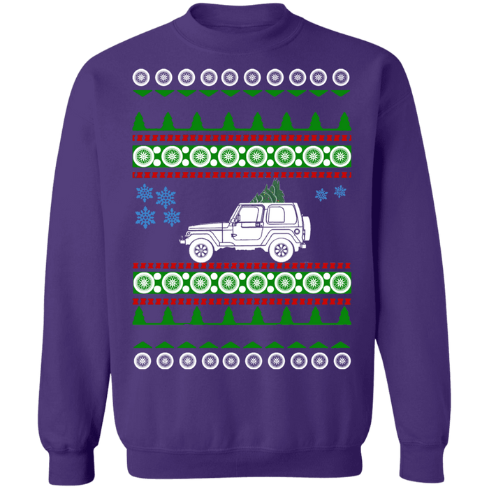 off road american vehicle 1993 YJ ugly christmas sweater