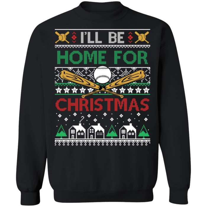 I'll be home for the holidays Baseball Player Ugly Christmas Sweater sweatshirt