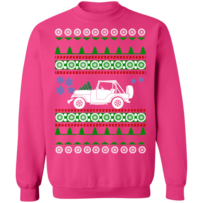 off road american vehicle 1972 CJ5 ugly christmas sweater