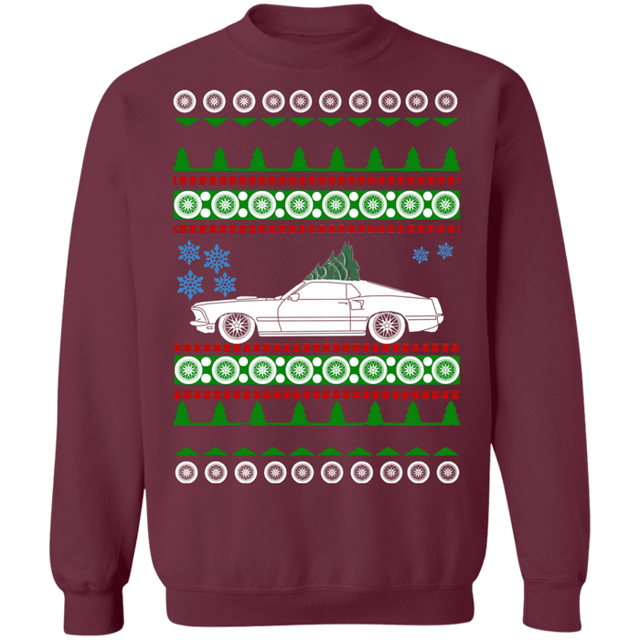 car like a Mustang Mach 1 pre face lift 1969 Ugly christmas sweater