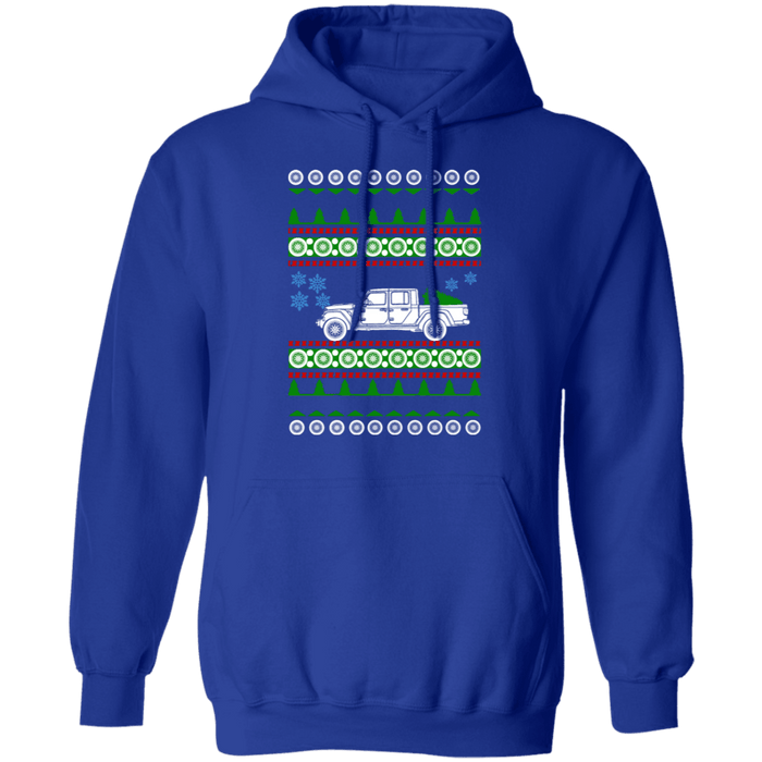 off road american vehicle like a  Gladiator Ugly Christmas Sweater Hoodie