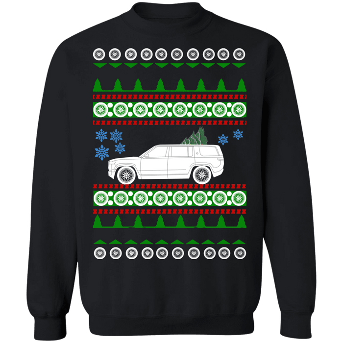 Electric car like a Rivian R1S Ugly Christmas Sweater Sweatshirt