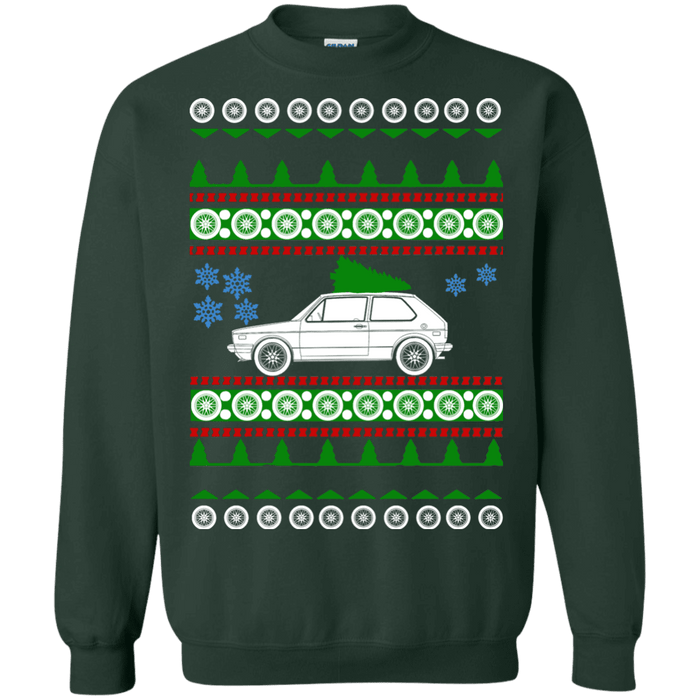 German Car like  Rabbit GTI MK1 Ugly Christmas Sweater green tree sweatshirt