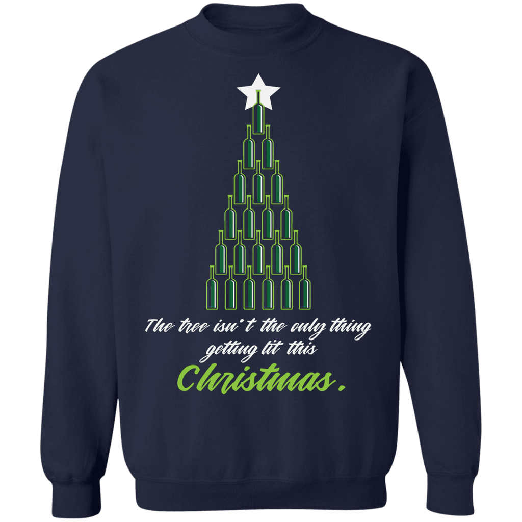 The tree isn't the only thing getting lit funny drinking Ugly Christmas Sweater sweatshirt