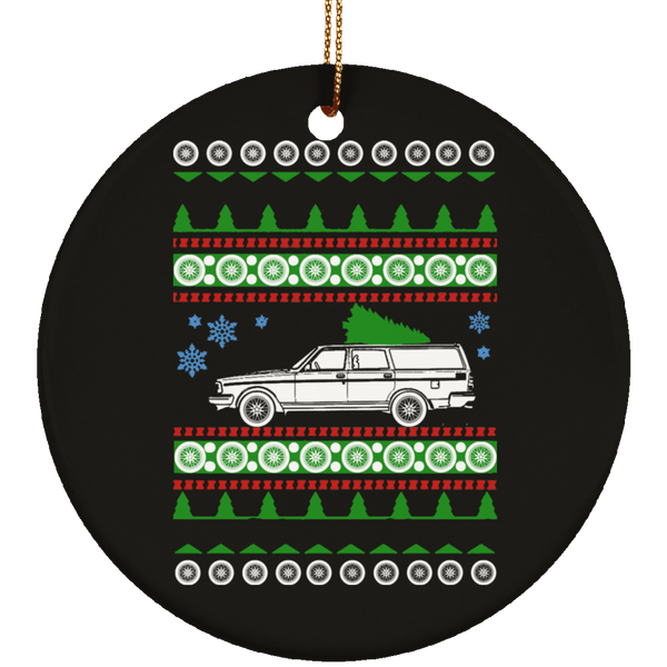 Volvo 245 wagon ugly christmas sweater ornament