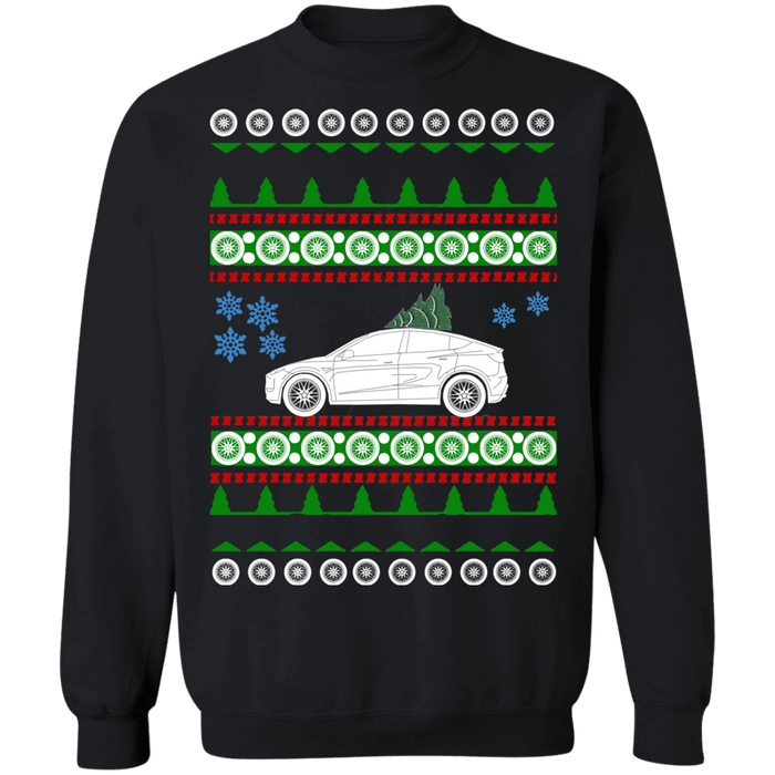 Electric Car Ugly Christmas Sweater Sweatshirt like Model Y Tesla