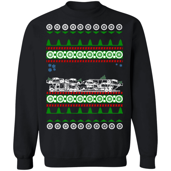 Car Hauler Auto Transport Ugly Christmas Sweater