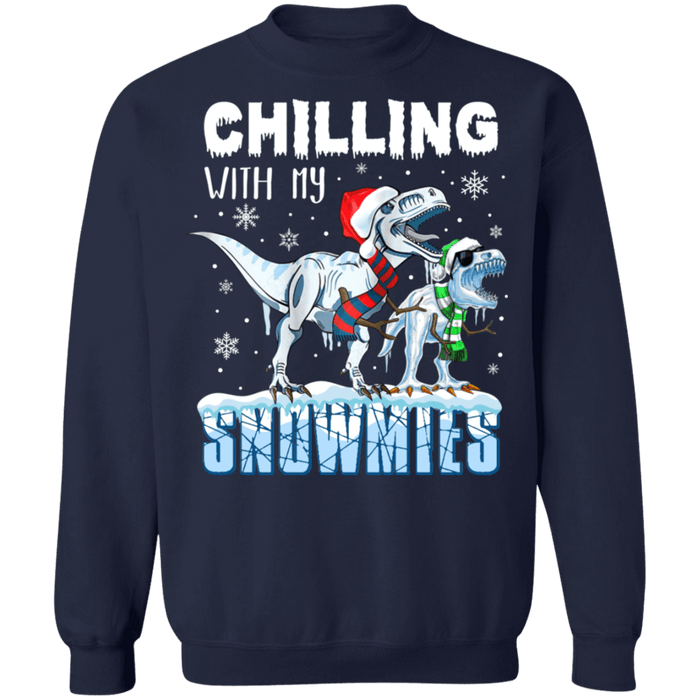 Chilling with my Snowmies T-rex Dinosaurs Ugly Christmas Sweater sweatshirt