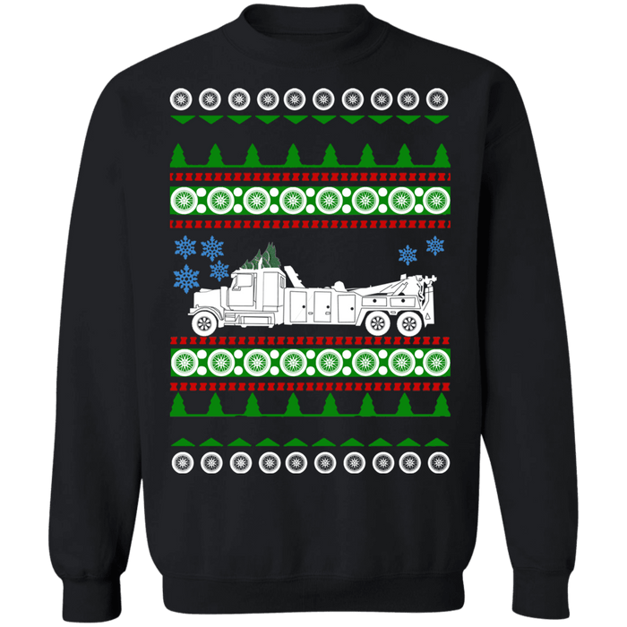 Semi Truck Tow Truck Ugly Christmas Sweater