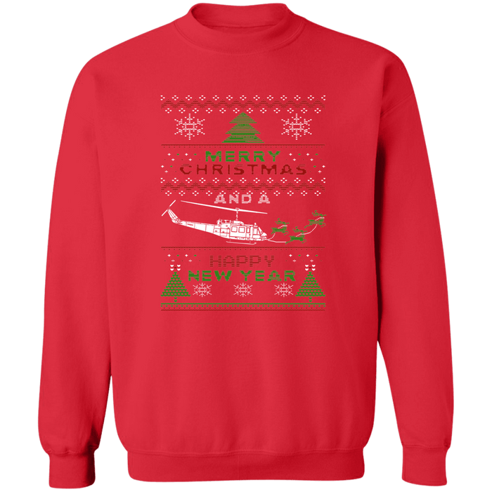 Bell UH-1 Iroquois Helicopter Ugly Christmas Sweater Sweatshirt