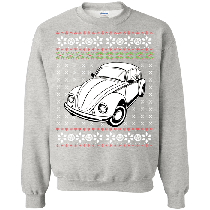 german car beetle 3/4 view ugly christmas sweater car like a sweatshirt